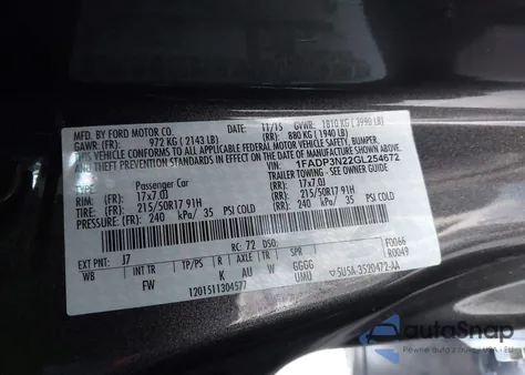 2016 Ford Focus Titanium z USA, uszkodzony, nr VIN 1FADP3N22GL254672